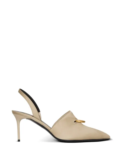 Balmain cotton gabardine slingbacks with piercing Neutrals GN1UK190TREN