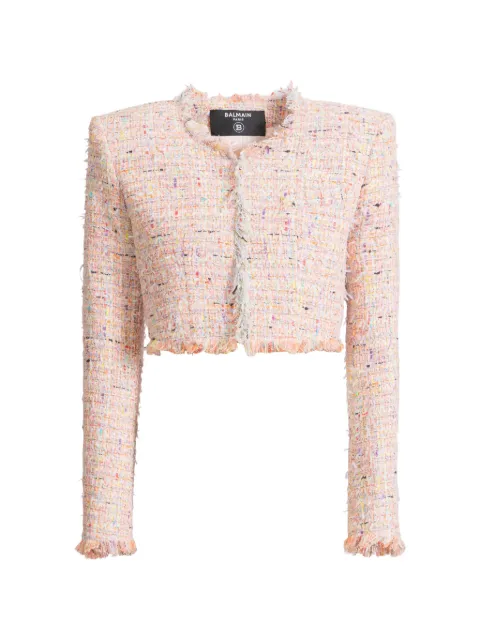 Balmain cropped tweed jacket Pink HF1SD227XM17