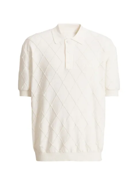 Balmain diamond-quilted logo-embroidered polo shirt Neutrals HH1GB045KK30
