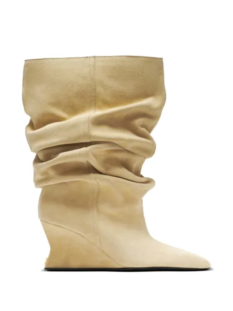 Balmain draped suede Wedge ankle boots Neutrals GN1TA181LCTA