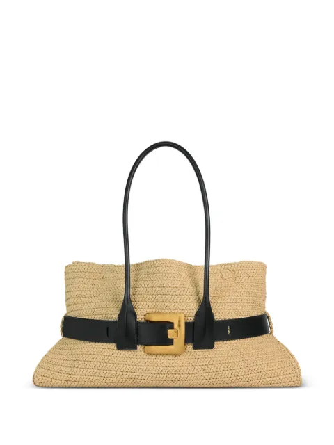 Balmain large Anthem bag in smooth leather and crochet Neutrals HN1DB991TRFC