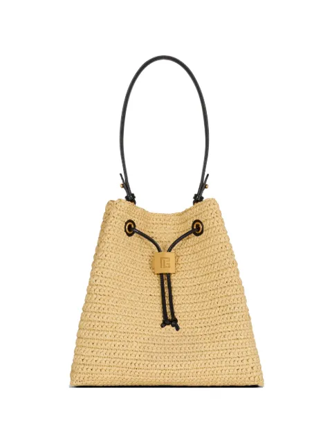 Balmain Pulse crochet and leather backpack Neutrals HN1GE036TRCE