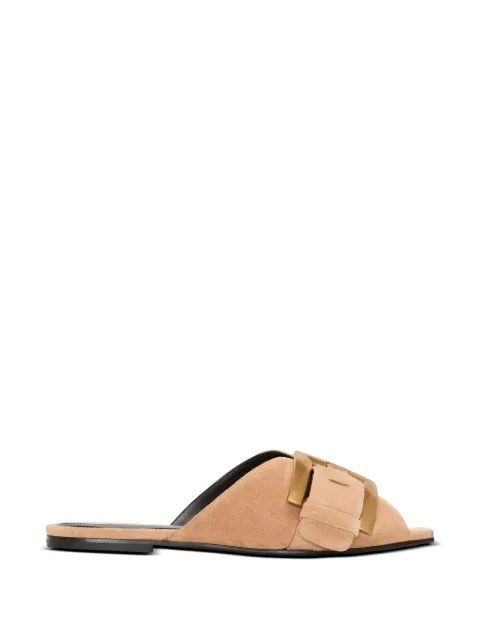 Balmain flat suede leather Anthem mules Neutrals HN1UP141LCTA