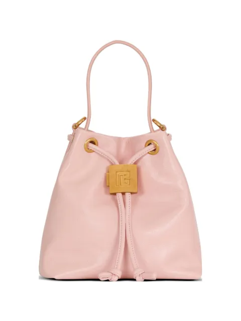 Balmain mini Pulse bucket bag in smooth leather Pink HN1GA065LMTE