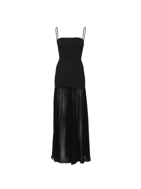 Hunza G crinkled-finish sheer-skirt maxi dress Black DHYBRIDCRGBLACK