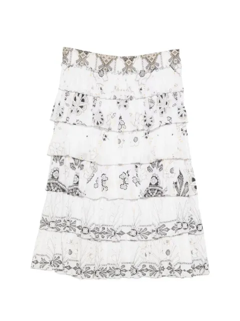 Roberto Cavalli Vintage 2000s tiered floral-print skirt White RC350BBS