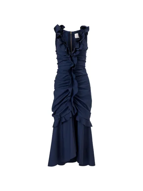 Carolina Herrera ruched midi dress with ruffles Blue E2611N508SCT