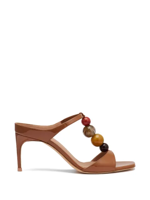 Malone Souliers Lena bead-embellished patent sandals Brown LENA702