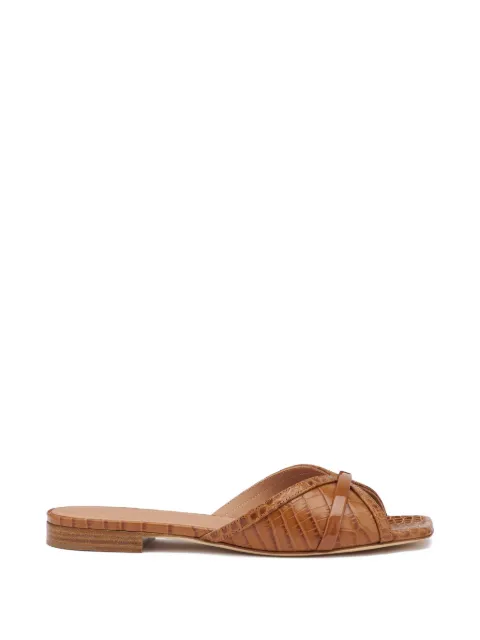 Malone Souliers Perla croc-embossed sandals Brown PERLAFLAT98