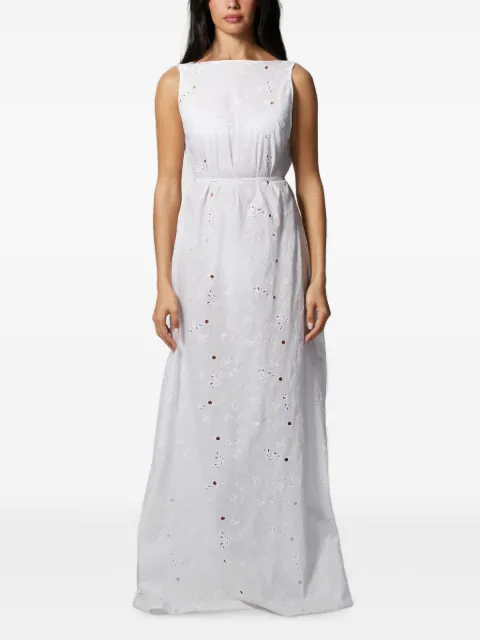 Kiki de Montparnasse broderie-anglaise backless maxi dress White HS2610T035