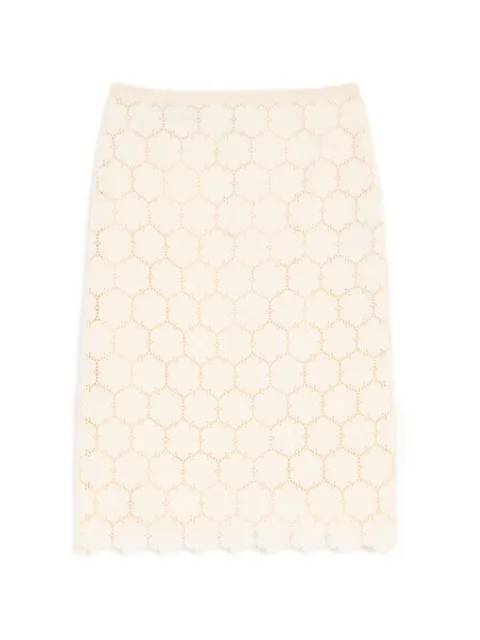 Valentino Garavani cotton skirt with Fleurs à Jour Neutrals BRAFC7A9E