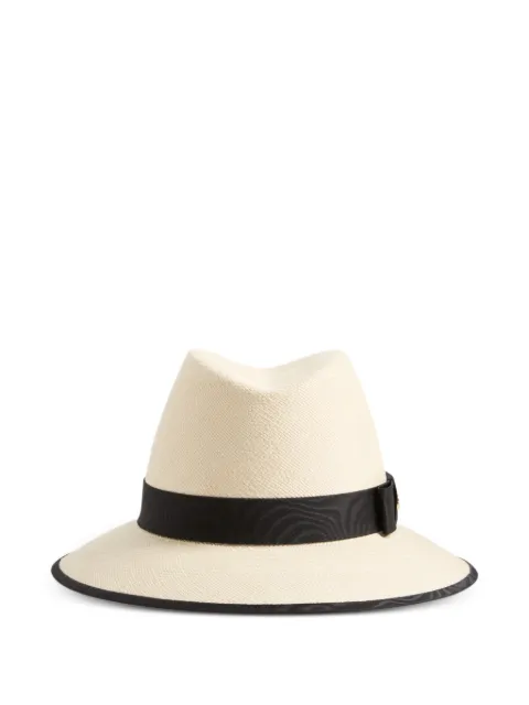 Valentino Garavani VLogo Signature straw hat with moiré ribbon Neutrals WHAA12XVW