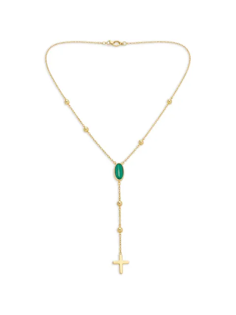 YOJ Rose cross-pendant malachite necklace Gold 19NK
