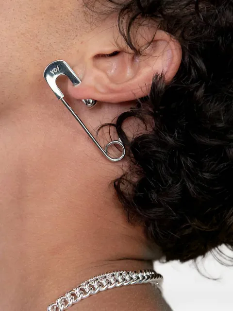 YOJ safety-pin earring Silver 24MES0023