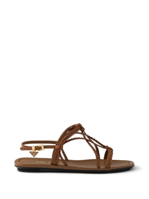 Prada flat leather sandals Brown 1X406OF005011