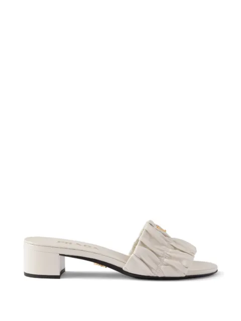 Prada Matelassé ruched logo-plaque sandals Neutrals 1XX810F035038