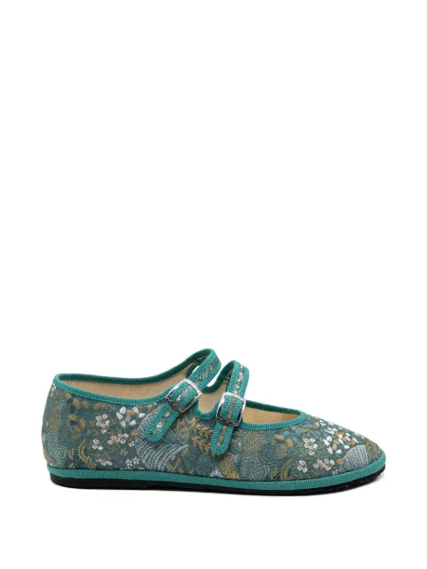 Gondolina Daphne floral-jacquard ballet flats Green GPLB2