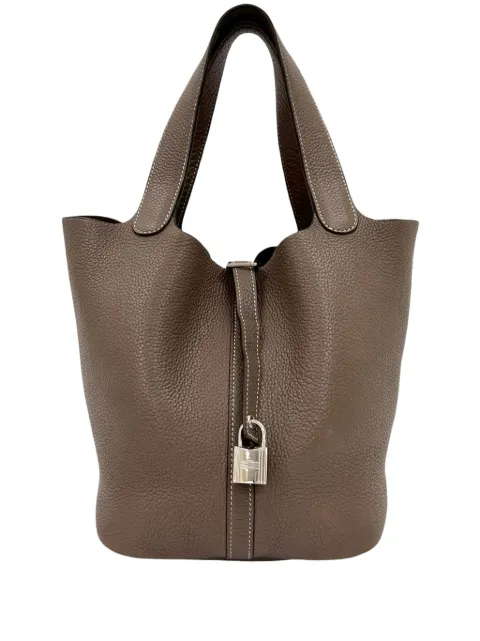 Hermès Pre-Owned 2000-2025 Clemence Picotin Lock 22 handbag Brown 5QPCUQDKNEWIZDWN
