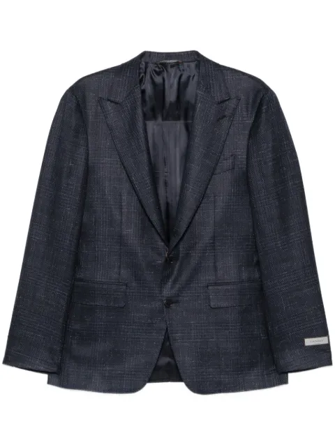 Canali check-pattern single-breasted blazer Blue CF0043915286