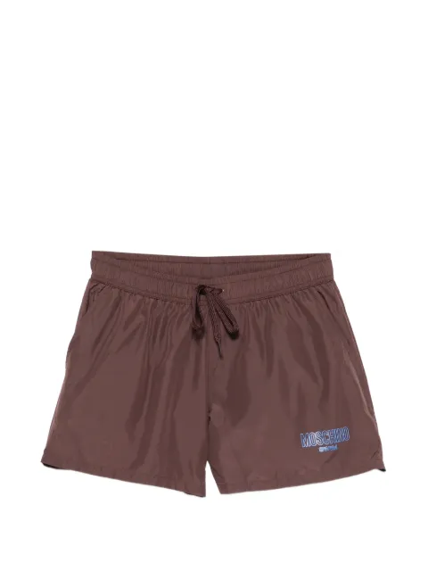 Moschino logo-print drawstring swim shorts Brown A42049301