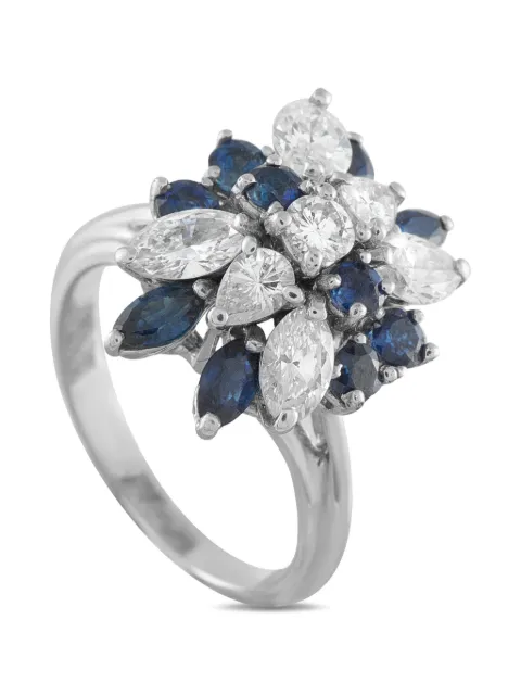 LB Exclusive diamond 2.0ct sapphire 0.85ct 18K white gold ring Silver MF15022326