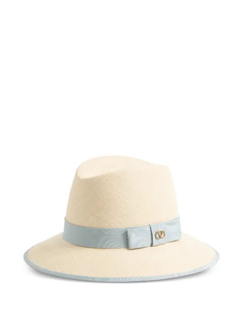 Valentino Garavani VLogo Signature straw hat with moiré ribbon Neutrals WHAA12XVW
