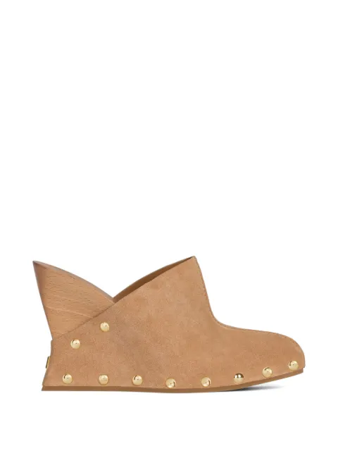 Balmain wedge clogs in wood and suede Neutrals HN1UR270LCTA