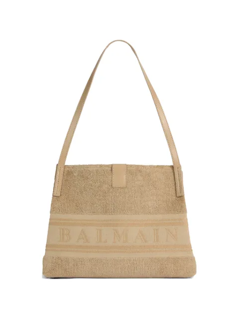 Balmain small Release tote bag in cotton bouclé Neutrals HN1FE033TJEP
