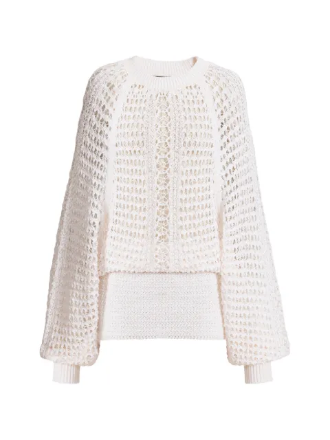 Balmain short crochet lace dress Neutrals HF1R9459KK02