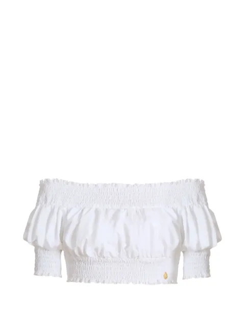 Balmain poplin off-the-shoulder top White HF1AI260CG72