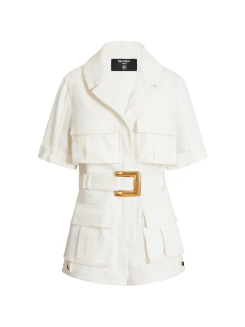 Balmain belted denim playsuit White HF1PU040DG14