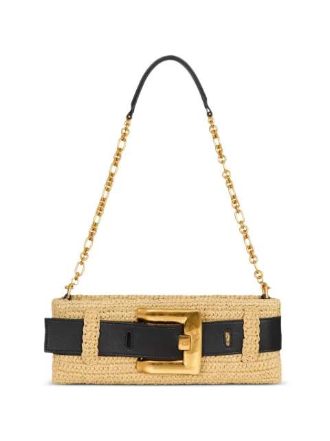 Balmain Anthem clutch bag in smooth leather and crochet Neutrals HN1LB024TRFC