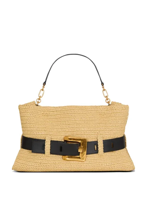 Balmain medium Anthem bag in smooth leather and crochet Neutrals HN1KK990TRFC