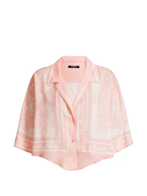Balmain printed Foulard pyjama shirt Pink HF1ALB35VJ12