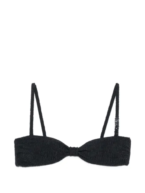 Moschino logo-detail crinkled bikini top Black A57139401