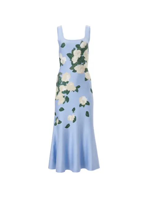 Carolina Herrera floral jacquard-knit midi dress Blue E2612N501KFD