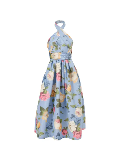 Carolina Herrera chiné floral-print halterneck dress Blue E2611N523GFA