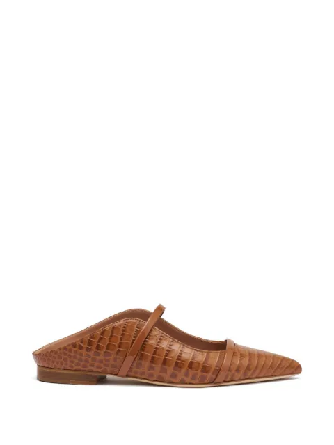 Malone Souliers Maureen croc-embossed mules Brown MAUREENFLAT391