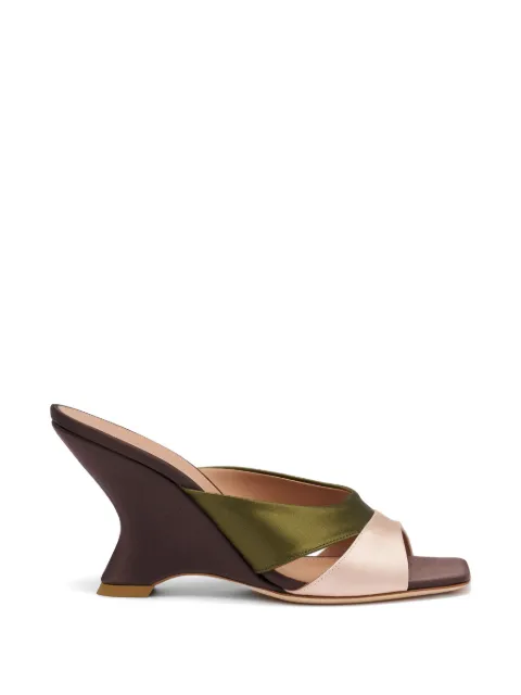 Malone Souliers Lourdes satin wedge sandals Brown LOURDES851