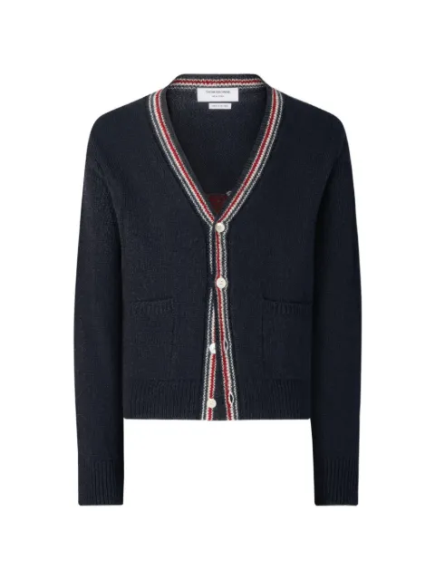 Thom Browne Hector intarsia-knit Donegal cardigan Blue MKC647AY1506