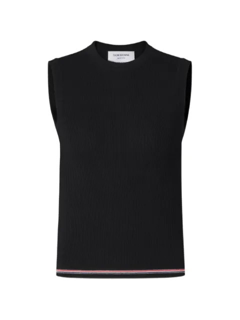 Thom Browne RWB stripe ribbed top Black FKV234AY1055