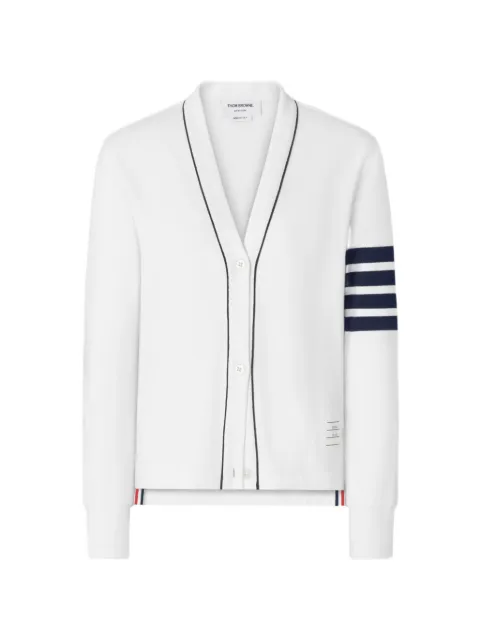 Thom Browne loopback piping 4-Bar cardigan White FJT431AJ0272