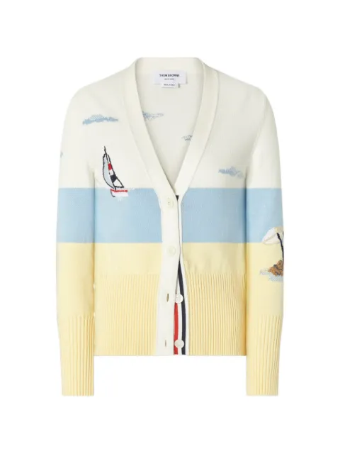 Thom Browne Nantucket scenic-embroidery cardigan Yellow FKC716EY3043