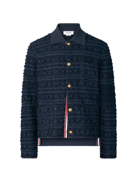 Thom Browne 4-Bar tweed utility shirt jacket Blue MKJ143AY9042