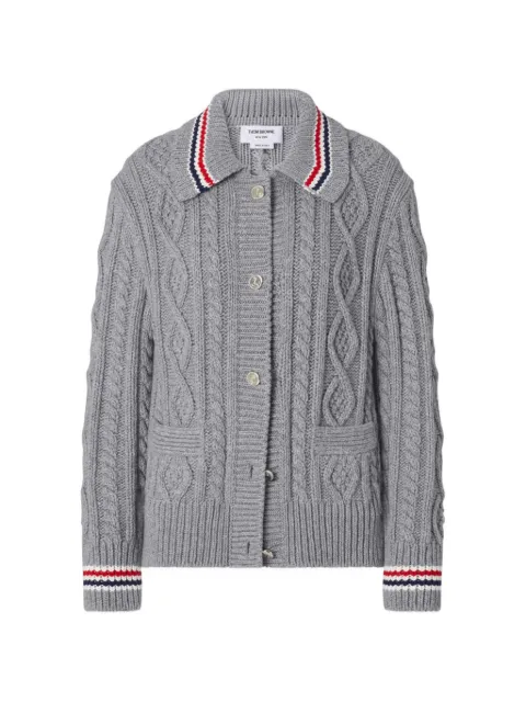 Thom Browne Aran cable-knit cardigan Grey FKJ122AY2021