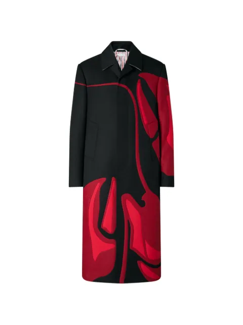 Thom Browne cavalry-twill Lobster overcoat Black MOC976C00155