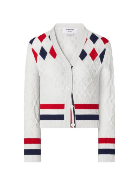Thom Browne argyle-pattern cardigan White FKC712AY2001