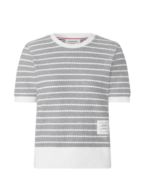 Thom Browne striped honeycomb-rib T-shirt Grey FJS228AJ0268