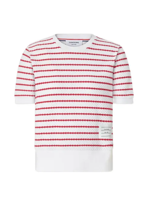 Thom Browne striped honeycomb-rib T-shirt Red FJS228AJ0268