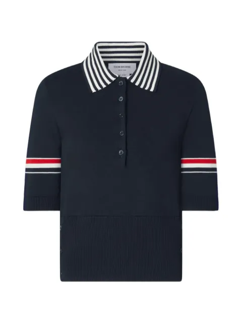 Thom Browne RWB Stripe lobster-jacquard polo shirt Blue FKP140AY3004
